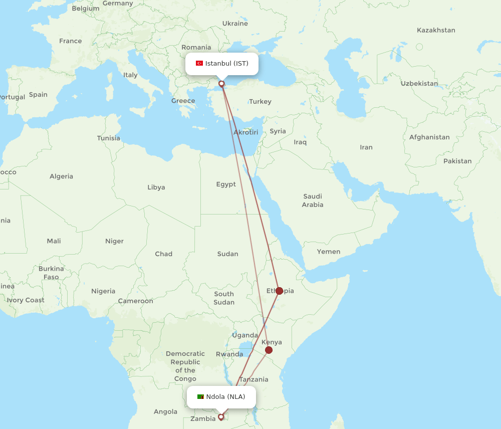IST-NLA flight routes