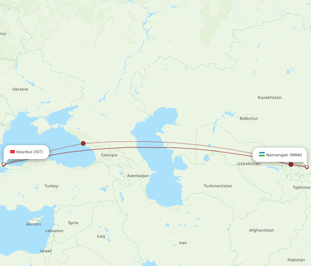 IST to NMA flights and routes map