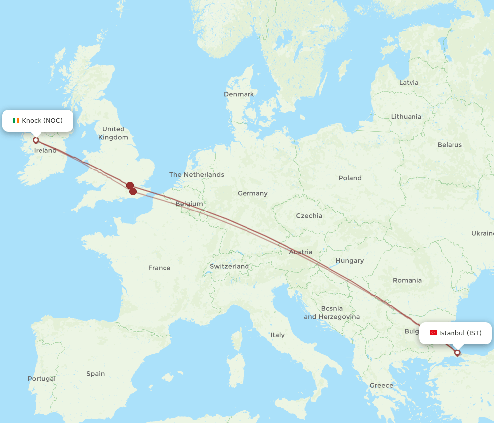 IST-NOC flight routes