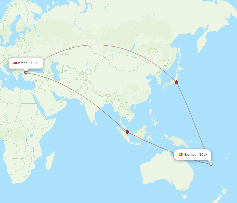 IST-NOU flight routes