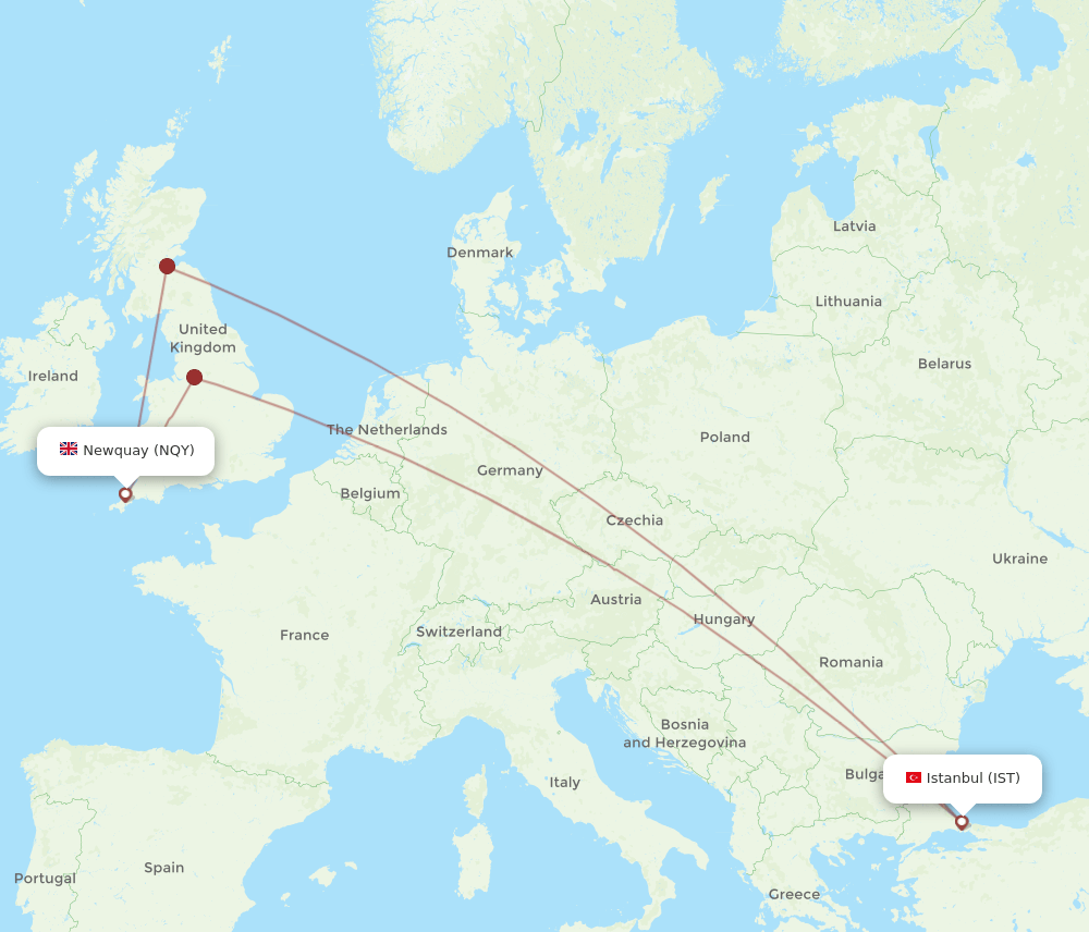 IST-NQY flight routes