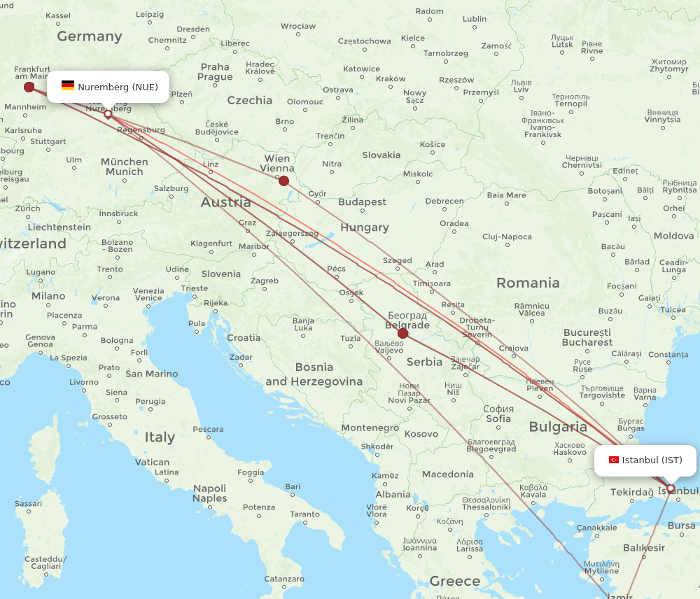 IST-NUE flight routes