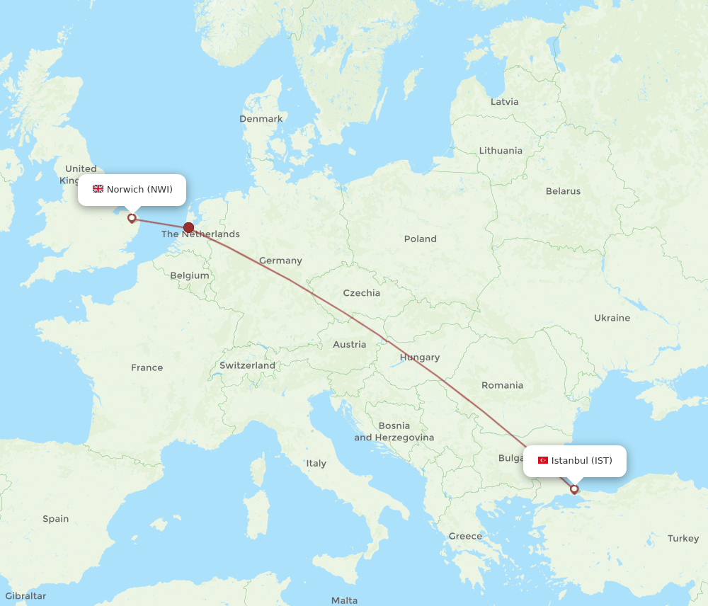 IST-NWI flight routes