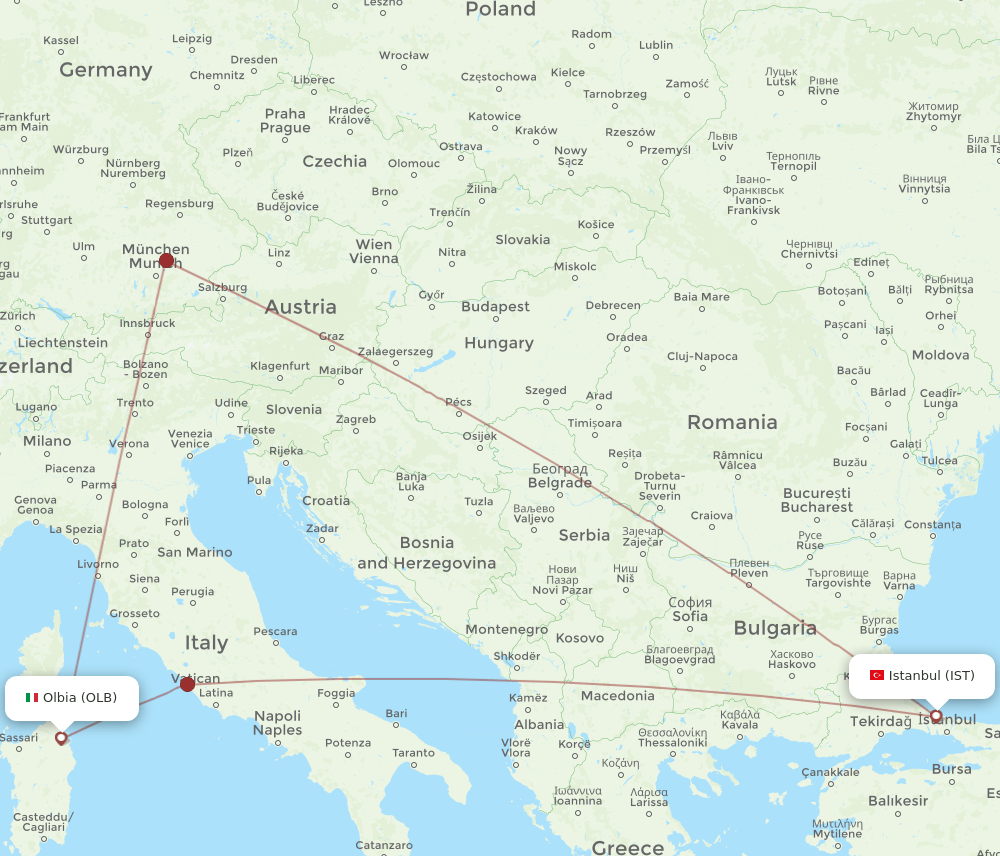 IST-OLB flight routes