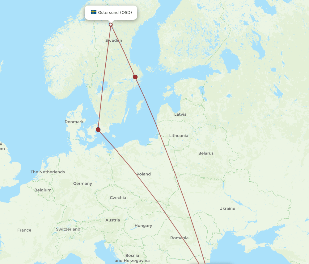 IST to OSD flights and routes map