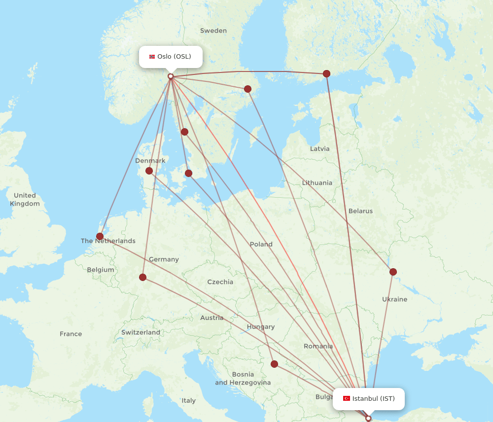 IST-OSL flight routes