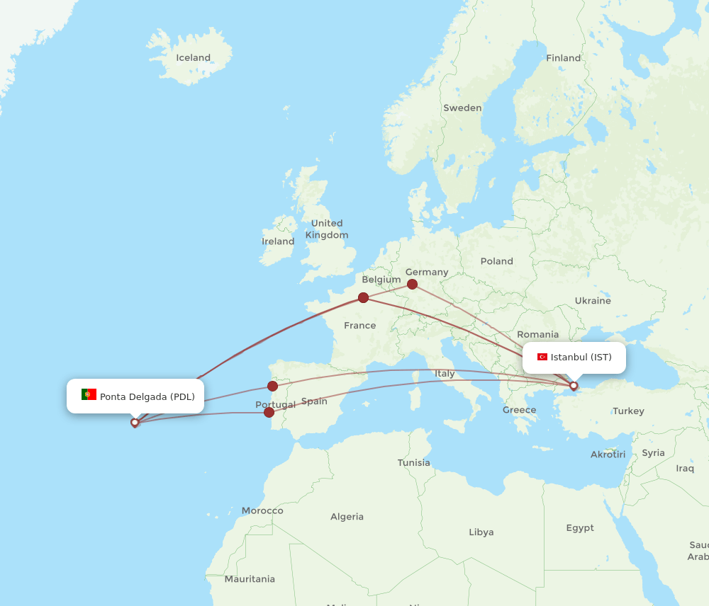 IST-PDL flight routes