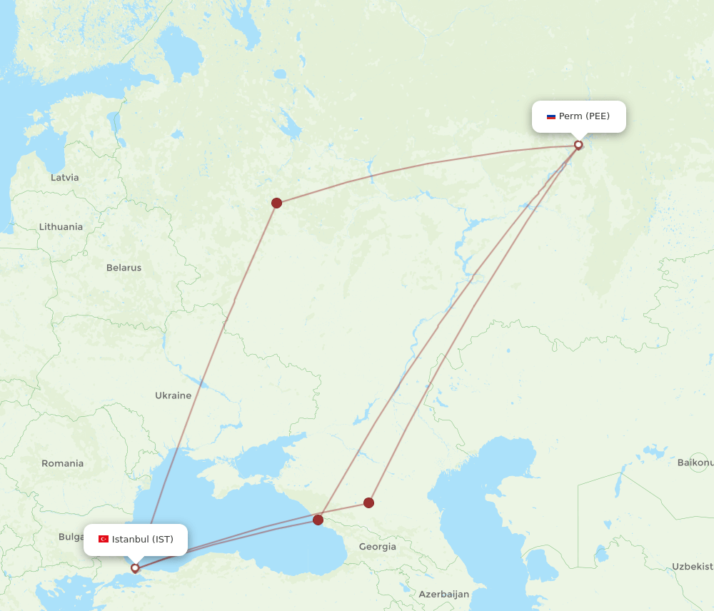 IST-PEE flight routes