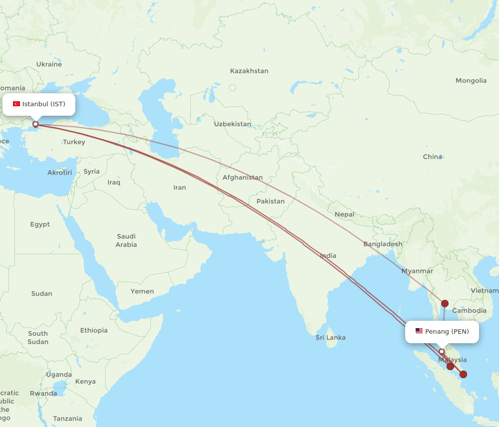 IST-PEN flight routes