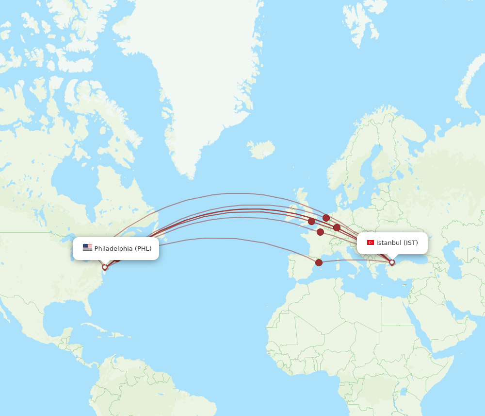 IST-PHL flight routes