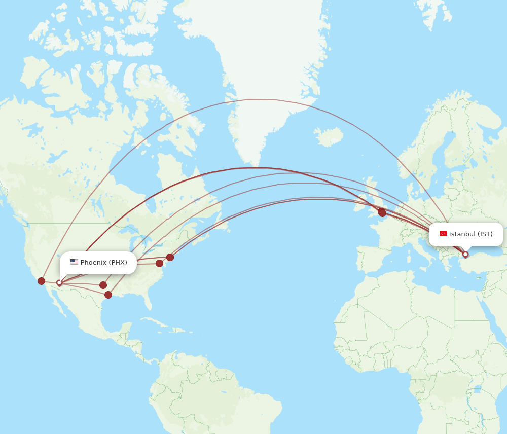IST-PHX flight routes