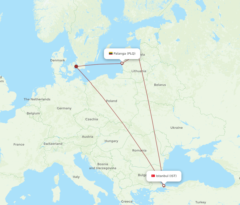 IST to PLQ flights and routes map