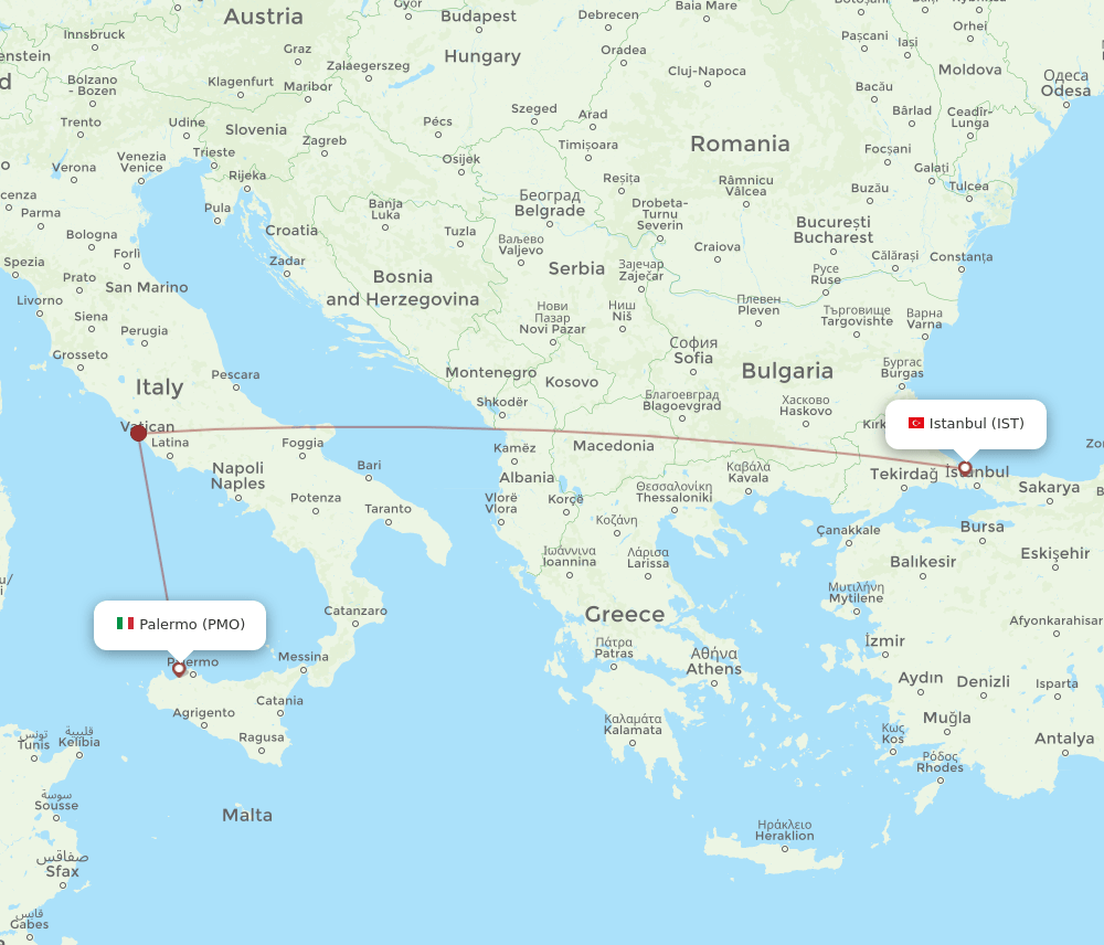 IST-PMO flight routes