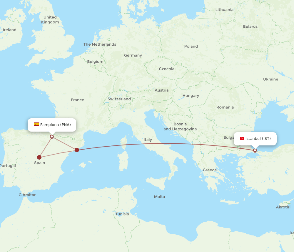 IST to PNA flights and routes map