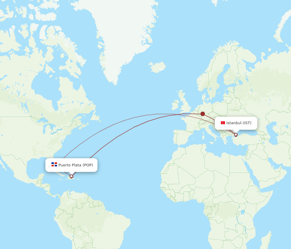 IST to POP flights and routes map