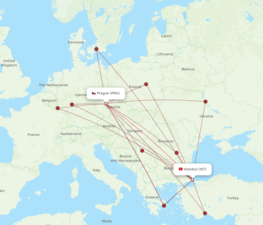 IST-PRG flight routes