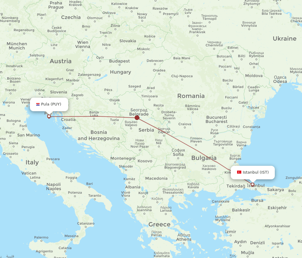 IST-PUY flight routes