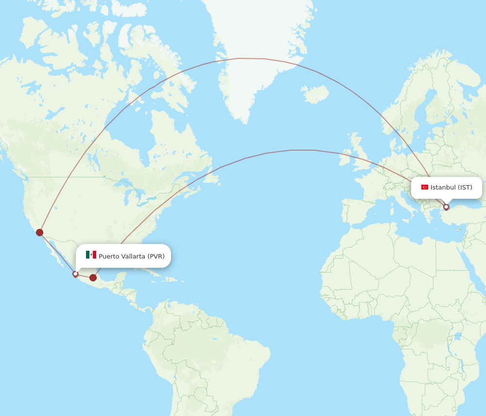 IST to PVR flights and routes map