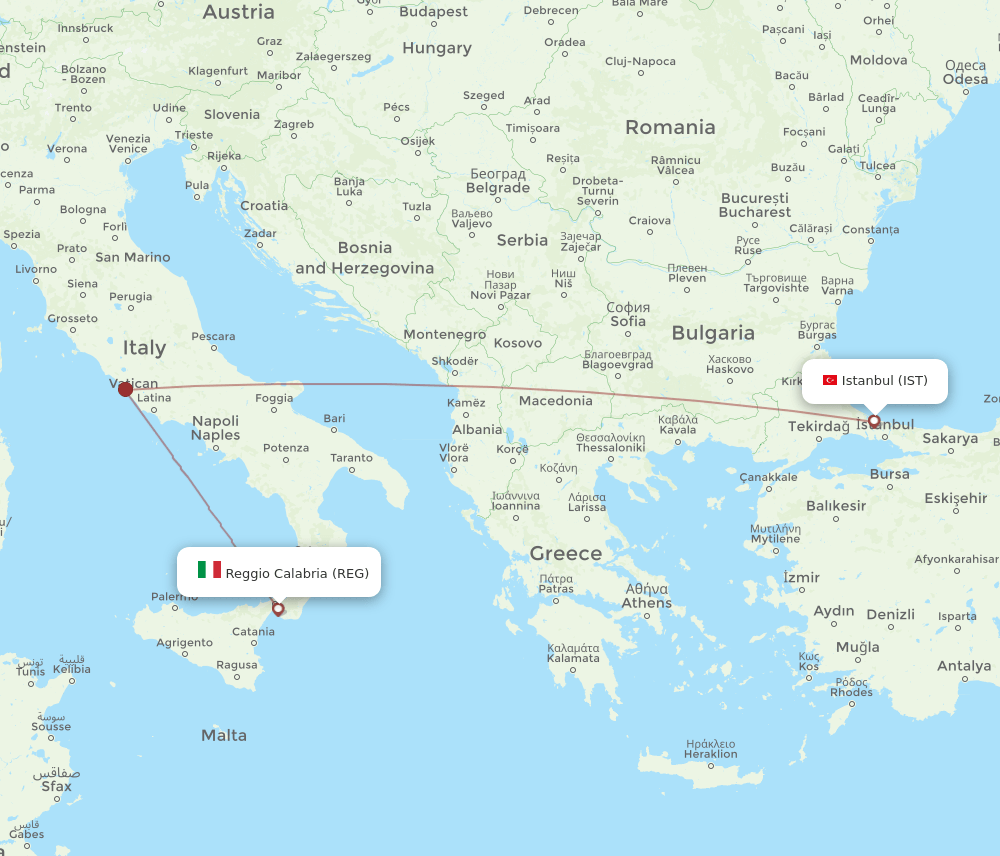 IST-REG flight routes