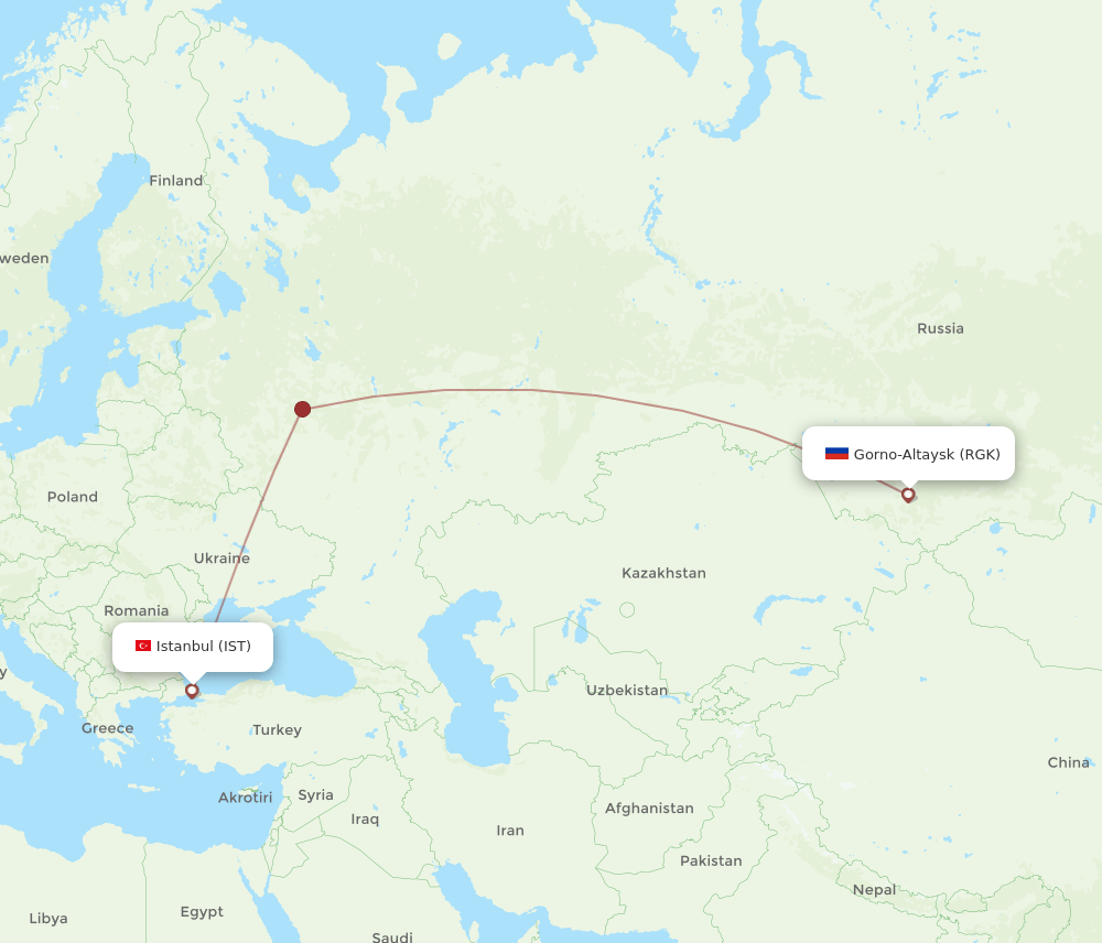 IST to RGK flights and routes map