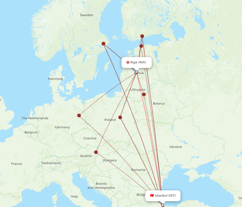 IST-RIX flight routes