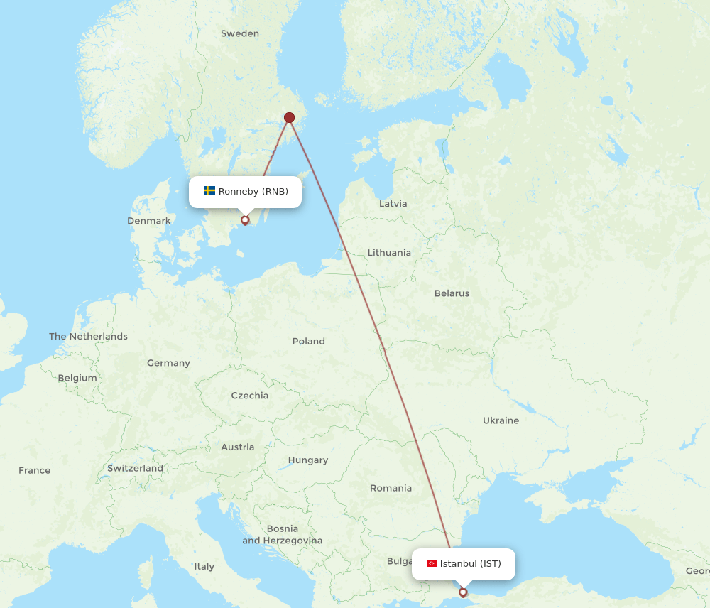 IST to RNB flights and routes map
