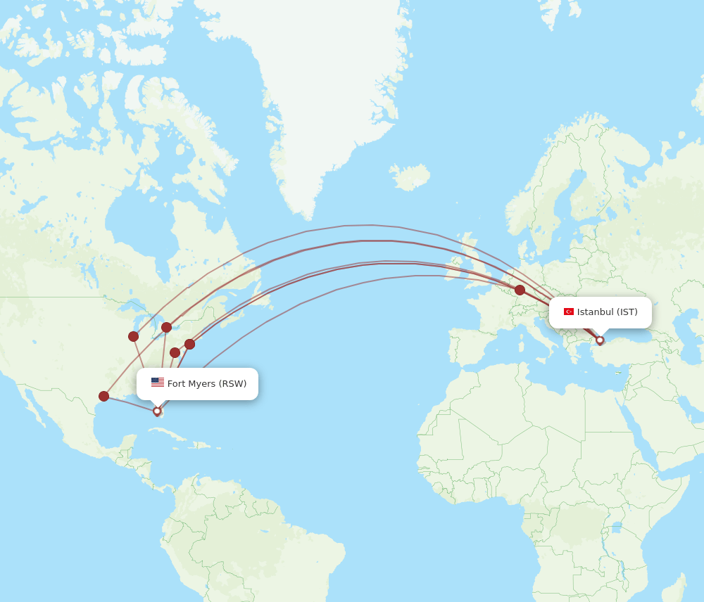 IST-RSW flight routes