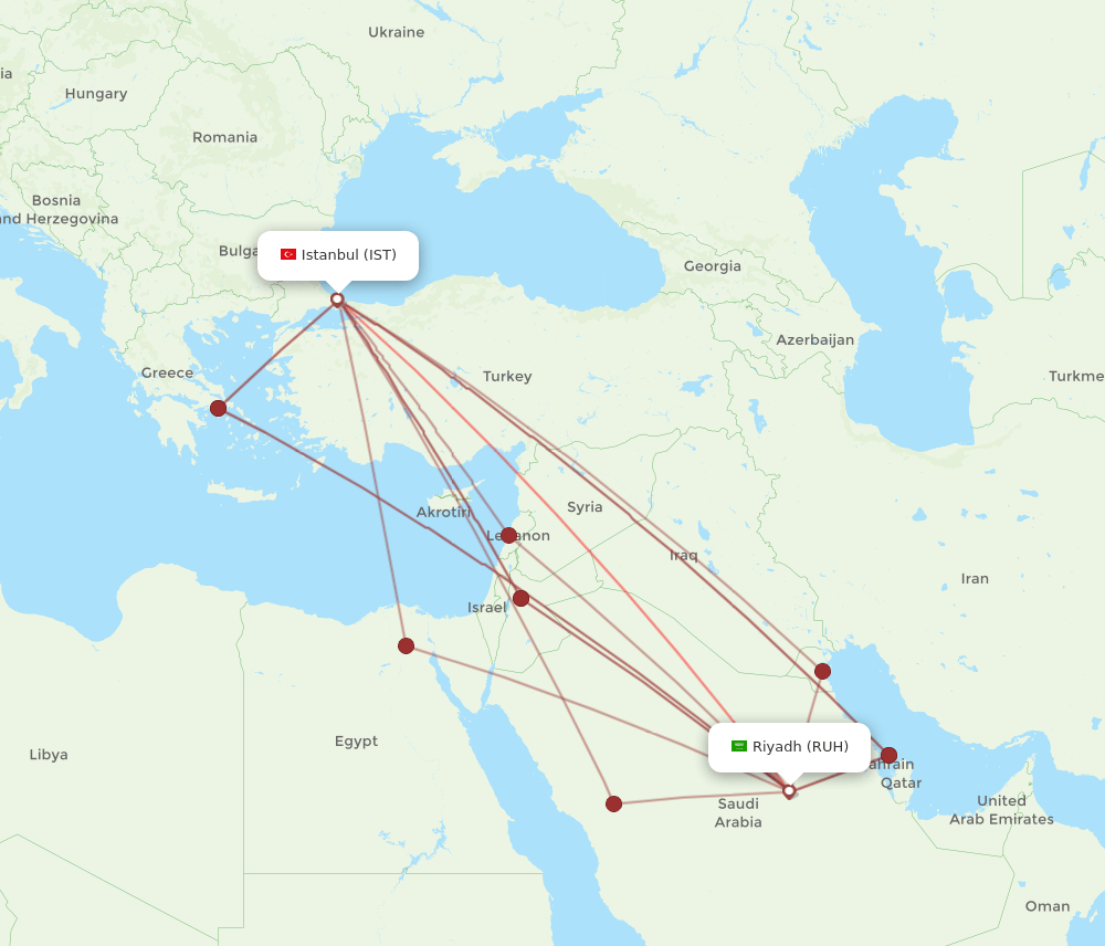 IST-RUH flight routes