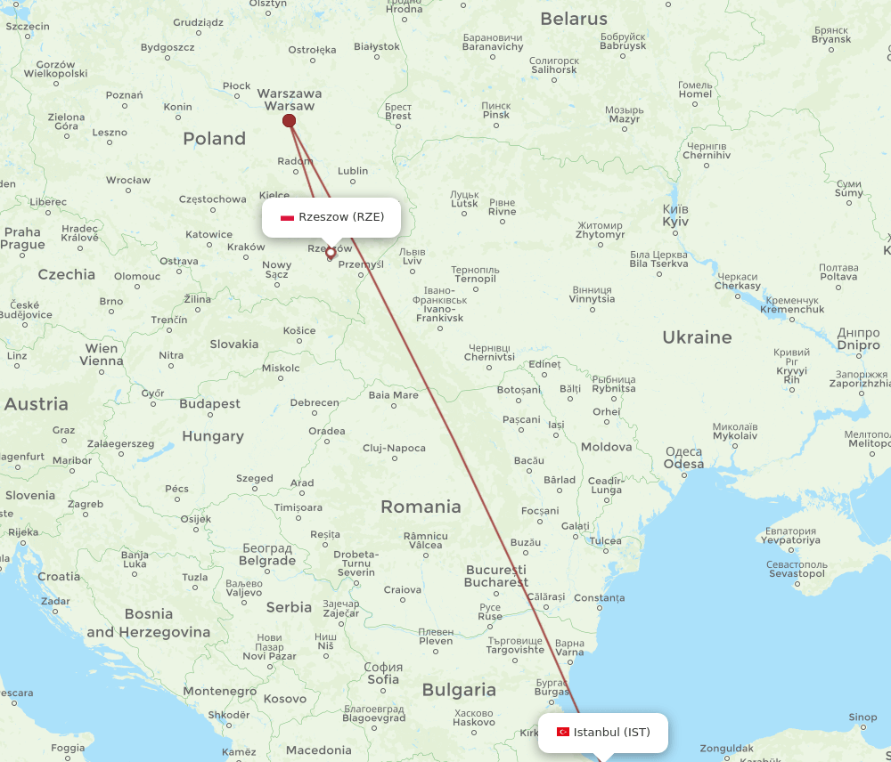IST-RZE flight routes