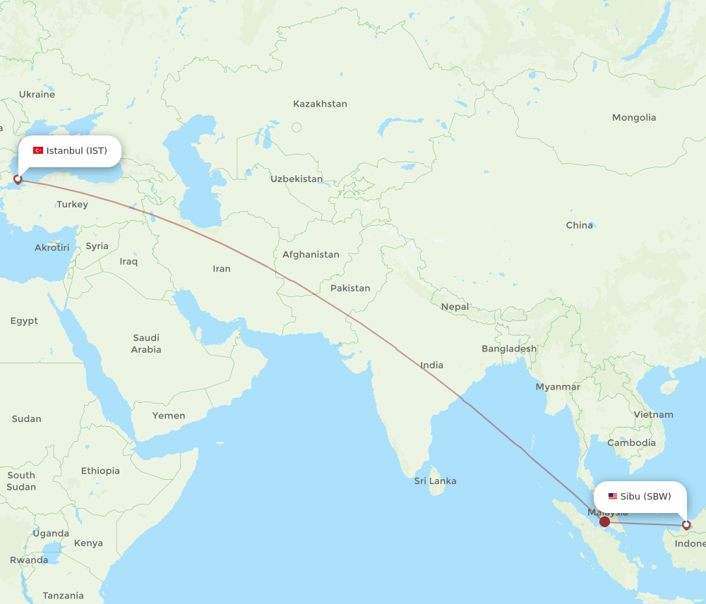 IST-SBW flight routes