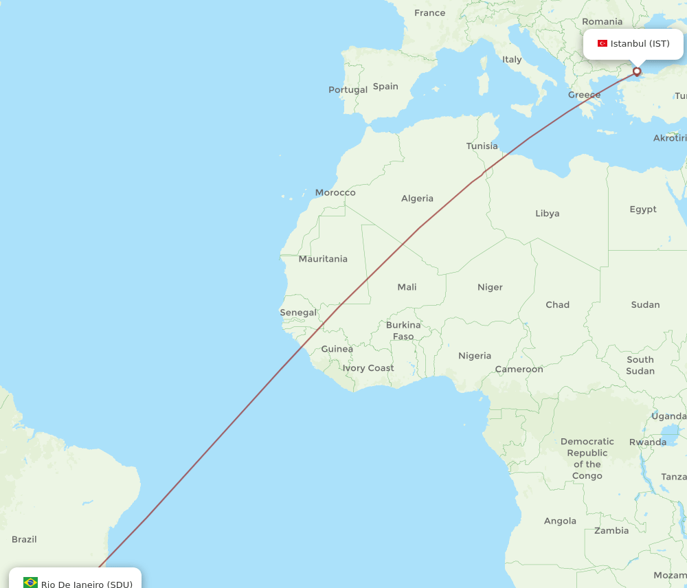 IST-SDU flight routes
