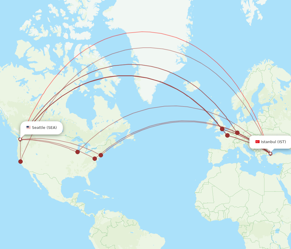 IST-SEA flight routes