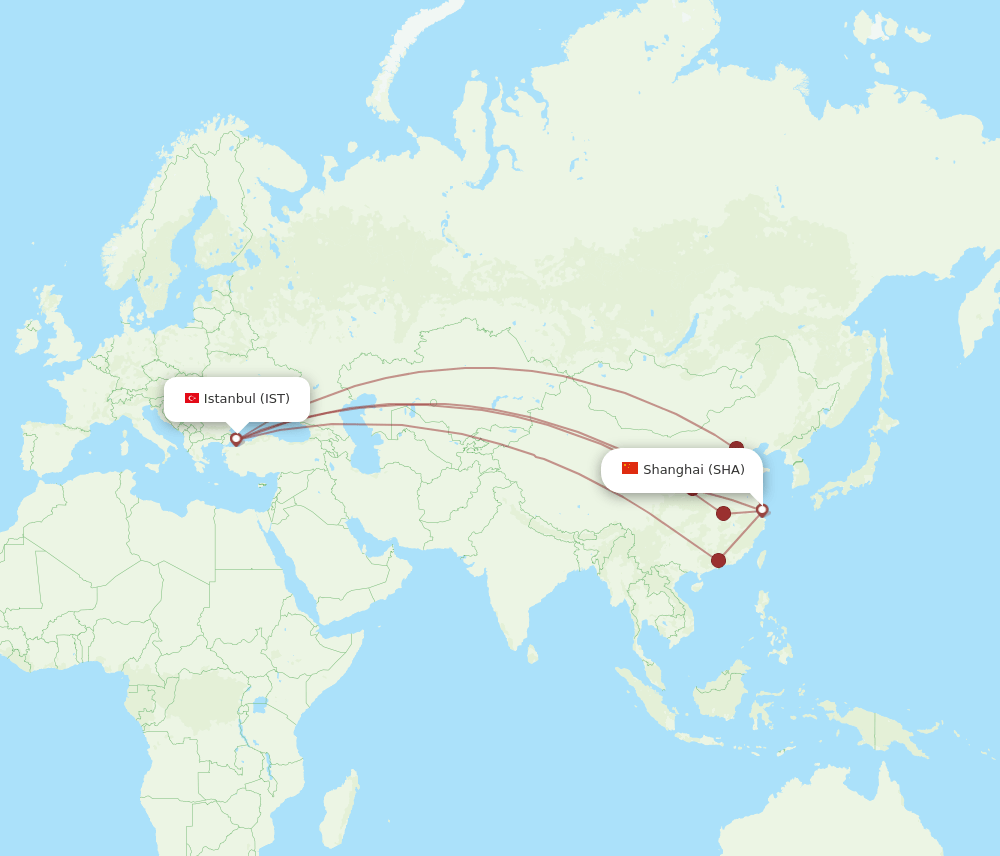 IST-SHA flight routes