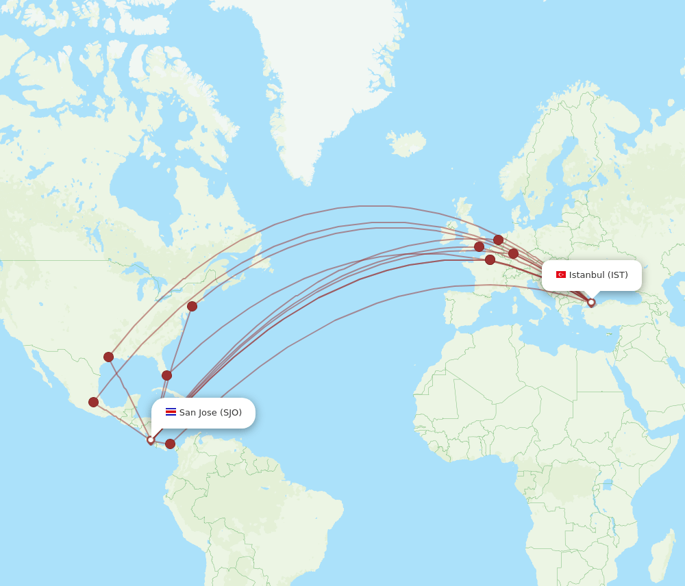 IST-SJO flight routes