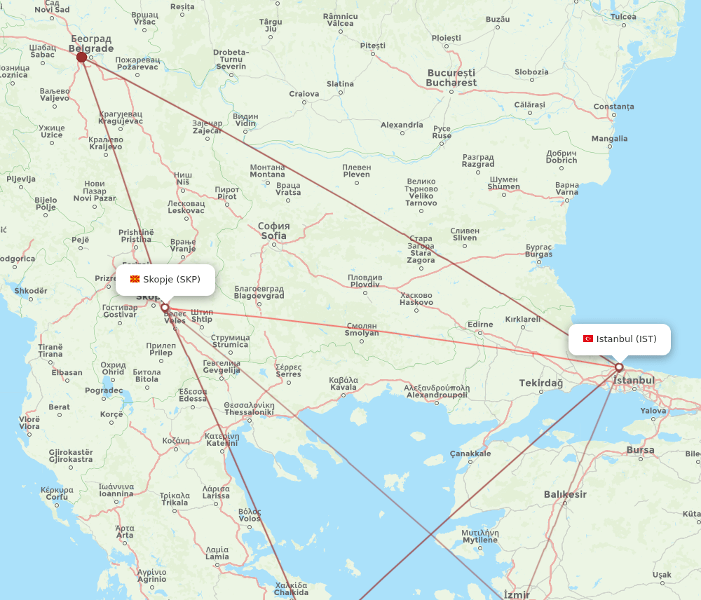 IST-SKP flight routes