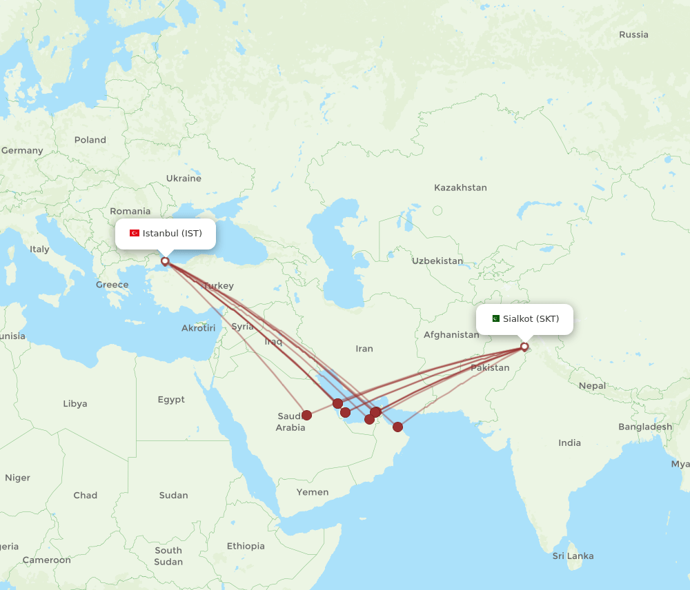 IST-SKT flight routes
