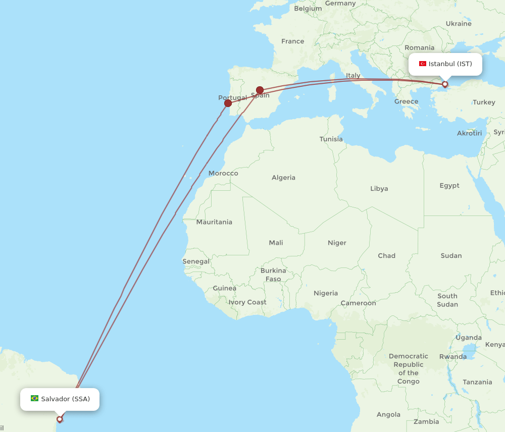 IST-SSA flight routes