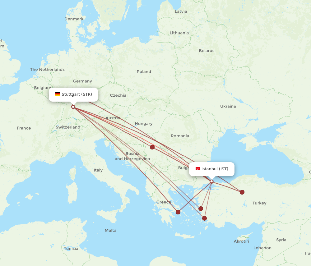 IST to STR flights and routes map