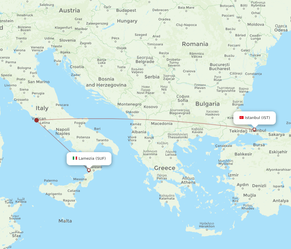IST-SUF flight routes