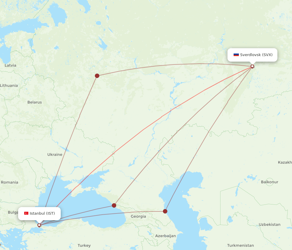 IST-SVX flight routes