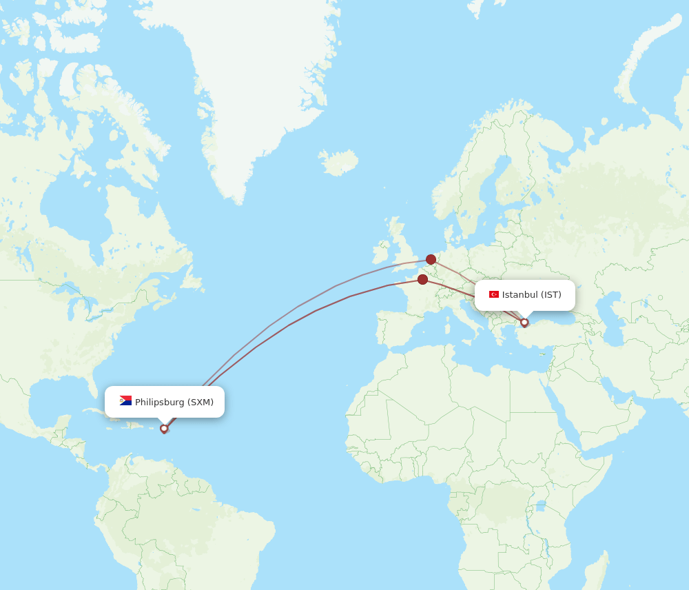 IST-SXM flight routes