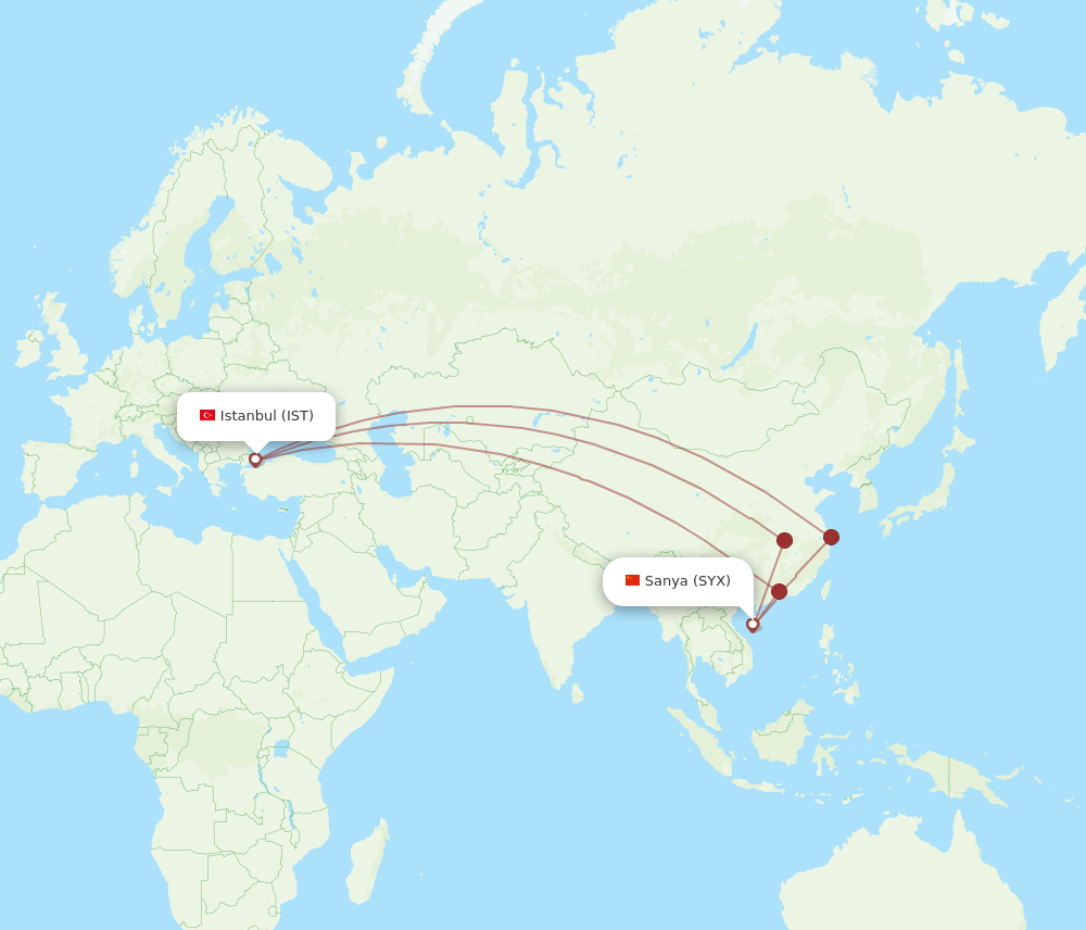 IST-SYX flight routes