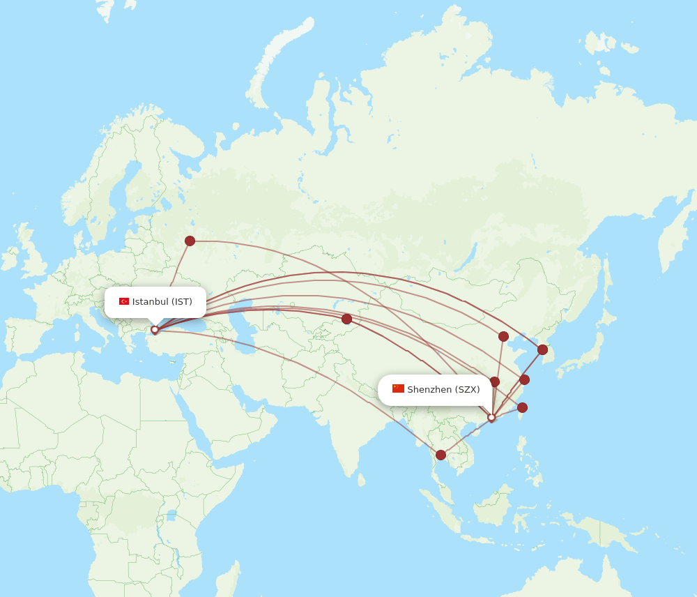 IST-SZX flight routes