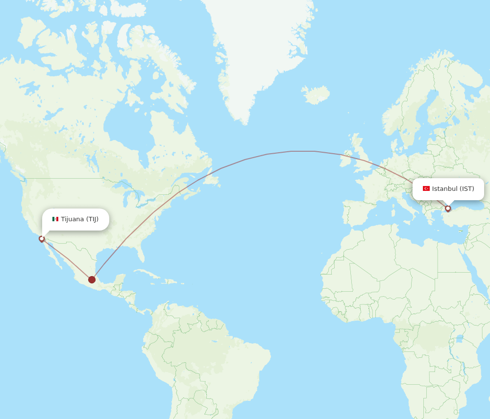 IST-TIJ flight routes