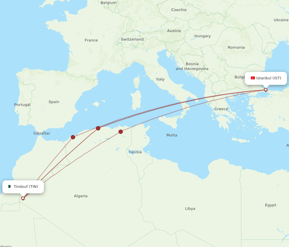 IST-TIN flight routes