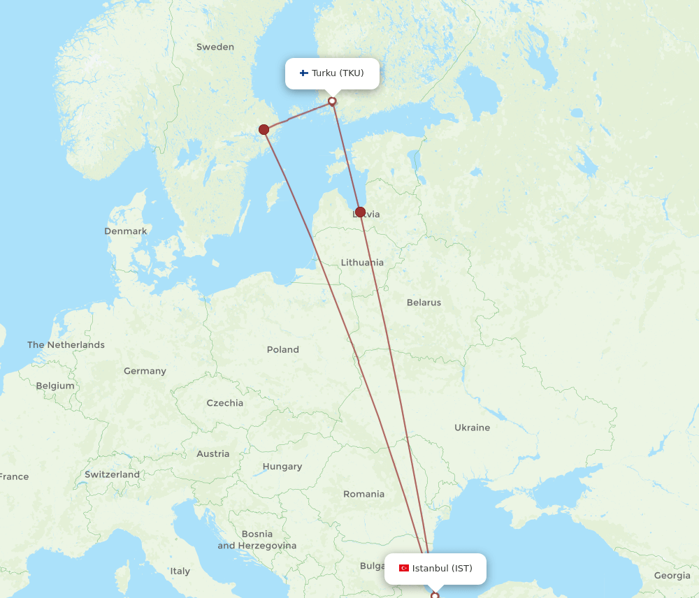 IST-TKU flight routes