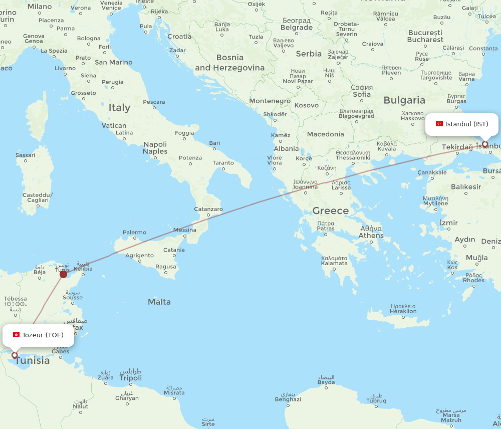 IST-TOE flight routes