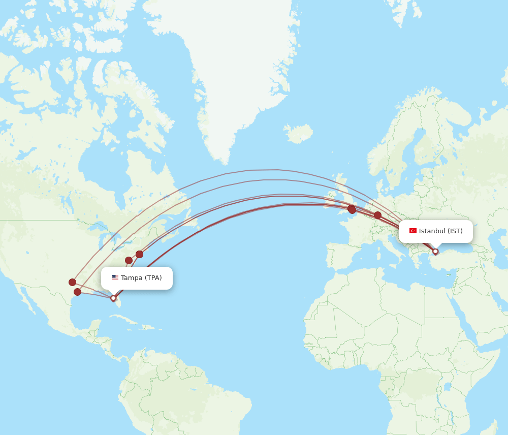 IST-TPA flight routes