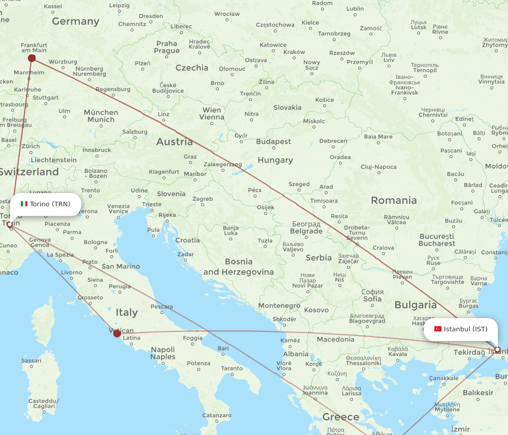 IST-TRN flight routes