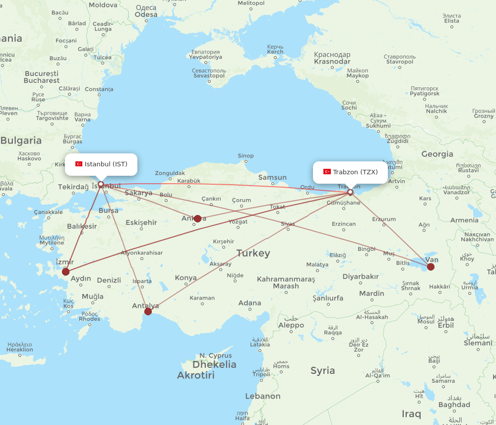 IST-TZX flight routes